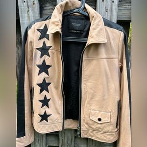 Scotch&Soda Leather jacket with black stars.